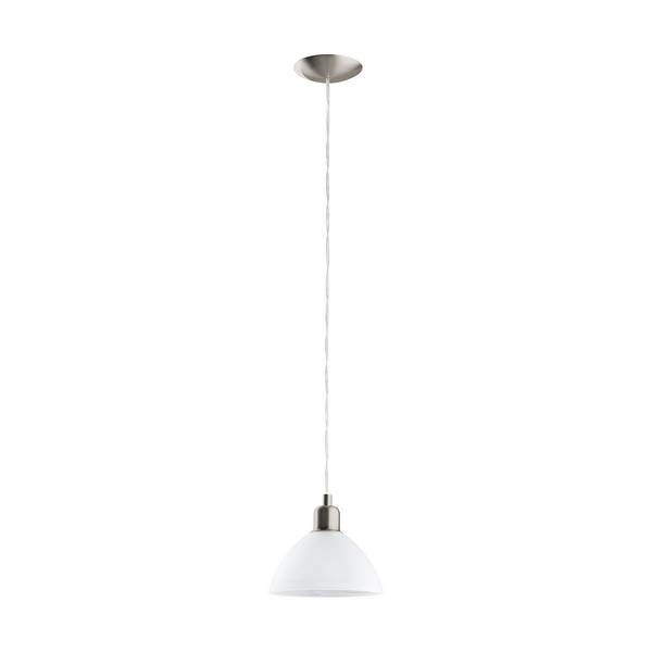 Lampadario A Sospensione Moderno Brenda Acciaio Nichel Vetro 1 Luce E27