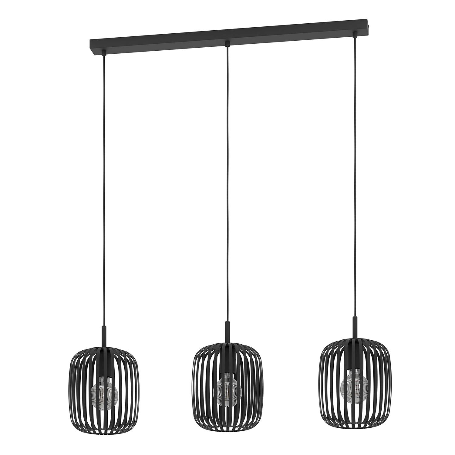 Lampadario A Sospensione Minimal Romazzina Lineare Acciaio Nero 3 Luci E27-0