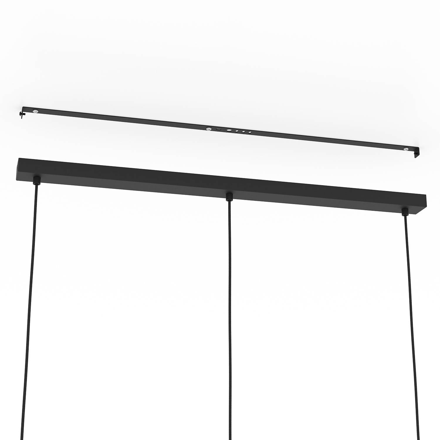 Lampadario A Sospensione Minimal Romazzina Lineare Acciaio Nero 3 Luci E27-1