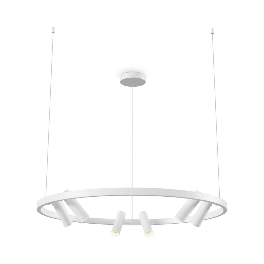 Lampadario A Sospensione Moderno Satellite Metallo Bianco Acrilico Luce Led 42W-0