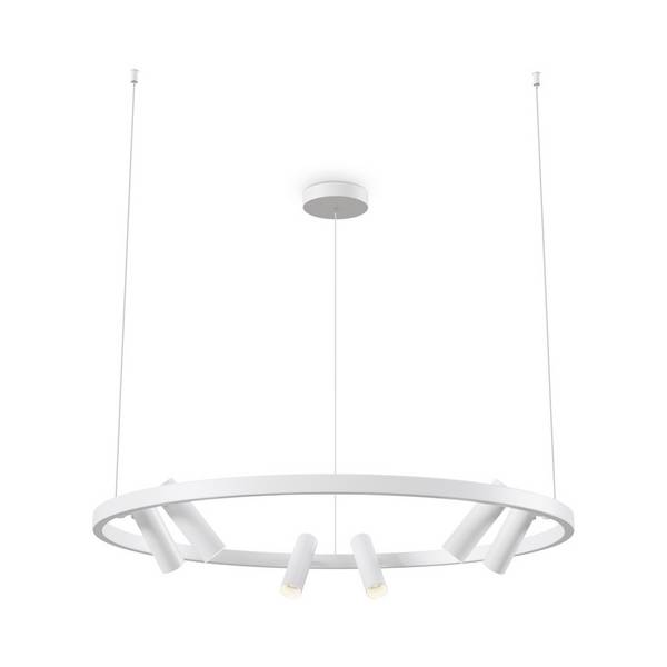 Lampadario A Sospensione Moderno Satellite Metallo Bianco Acrilico Luce Led 42W