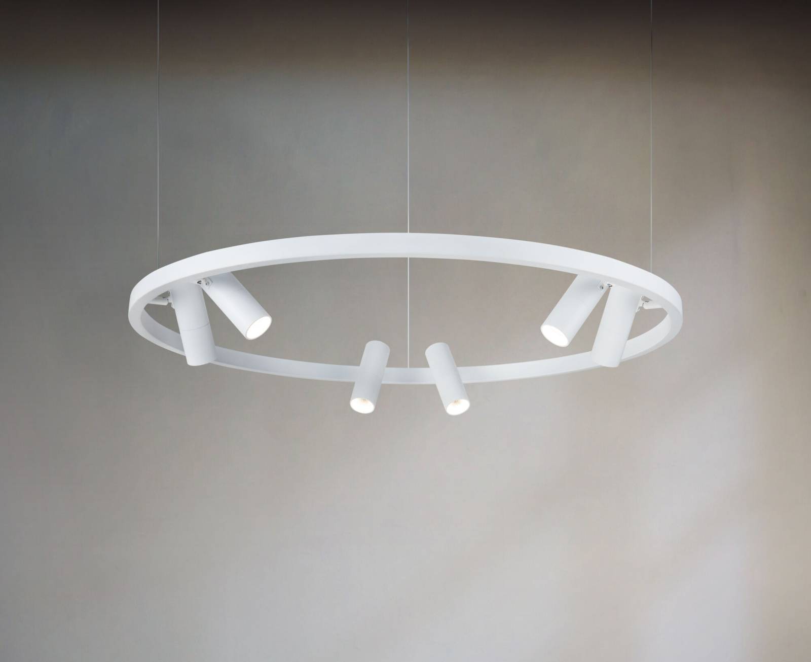 Lampadario A Sospensione Moderno Satellite Metallo Bianco Acrilico Luce Led 42W-3