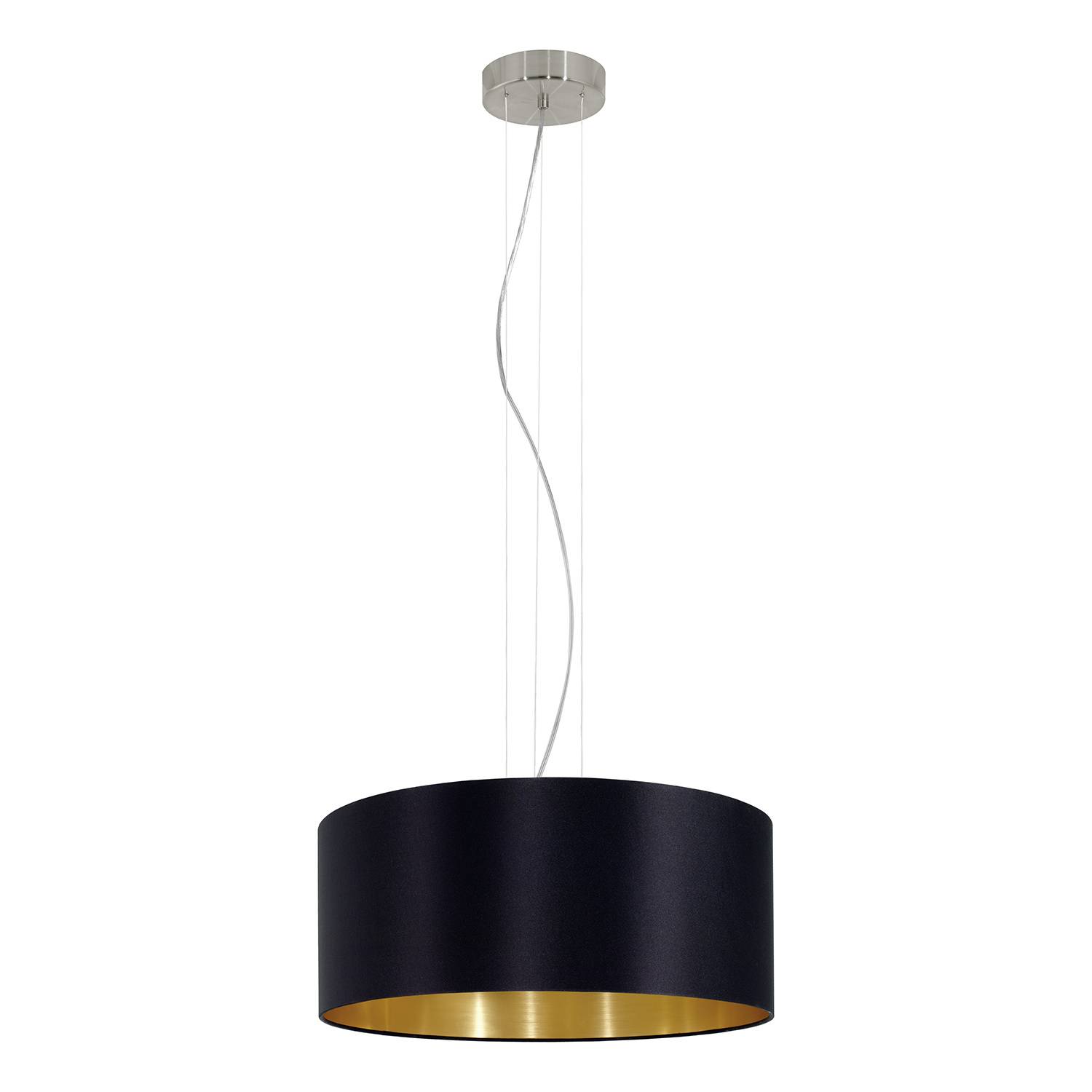 Lampadario A Sospensione Contemporaneo Maserlo Acciaio Nichel Nero 3 Luci E27-0