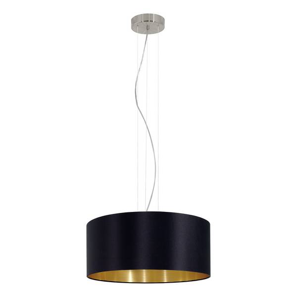 Lampadario A Sospensione Contemporaneo Maserlo Acciaio Nichel Nero 3 Luci E27