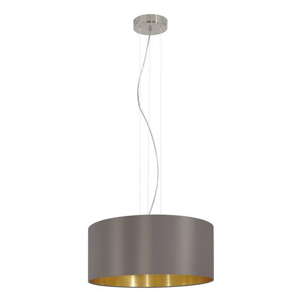 Lampadario A Sospensione Contemporaneo Maserlo Acciaio Nichel Oro 3 Luci E27
