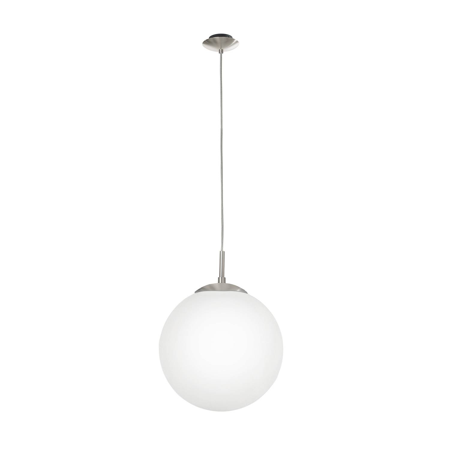 Lampadario A Sospensione Minimal Rondo Acciaio Nichel Opaco Vetro 1 Luce E27-0