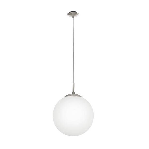 Lampadario A Sospensione Minimal Rondo Acciaio Nichel Opaco Vetro 1 Luce E27