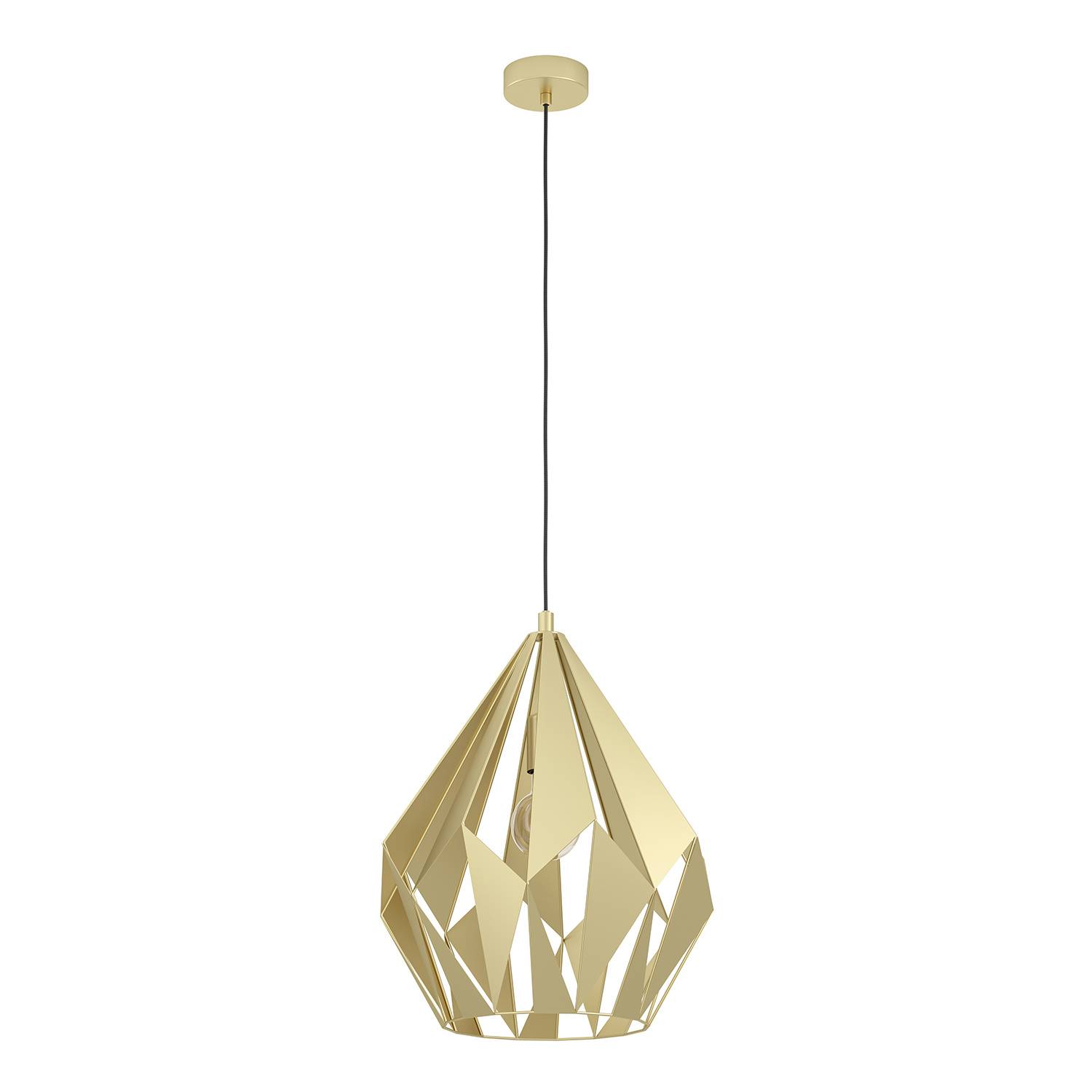 Lampadario A Sospensione Vintage Carlton Acciaio Oro 1 Luce E27-0