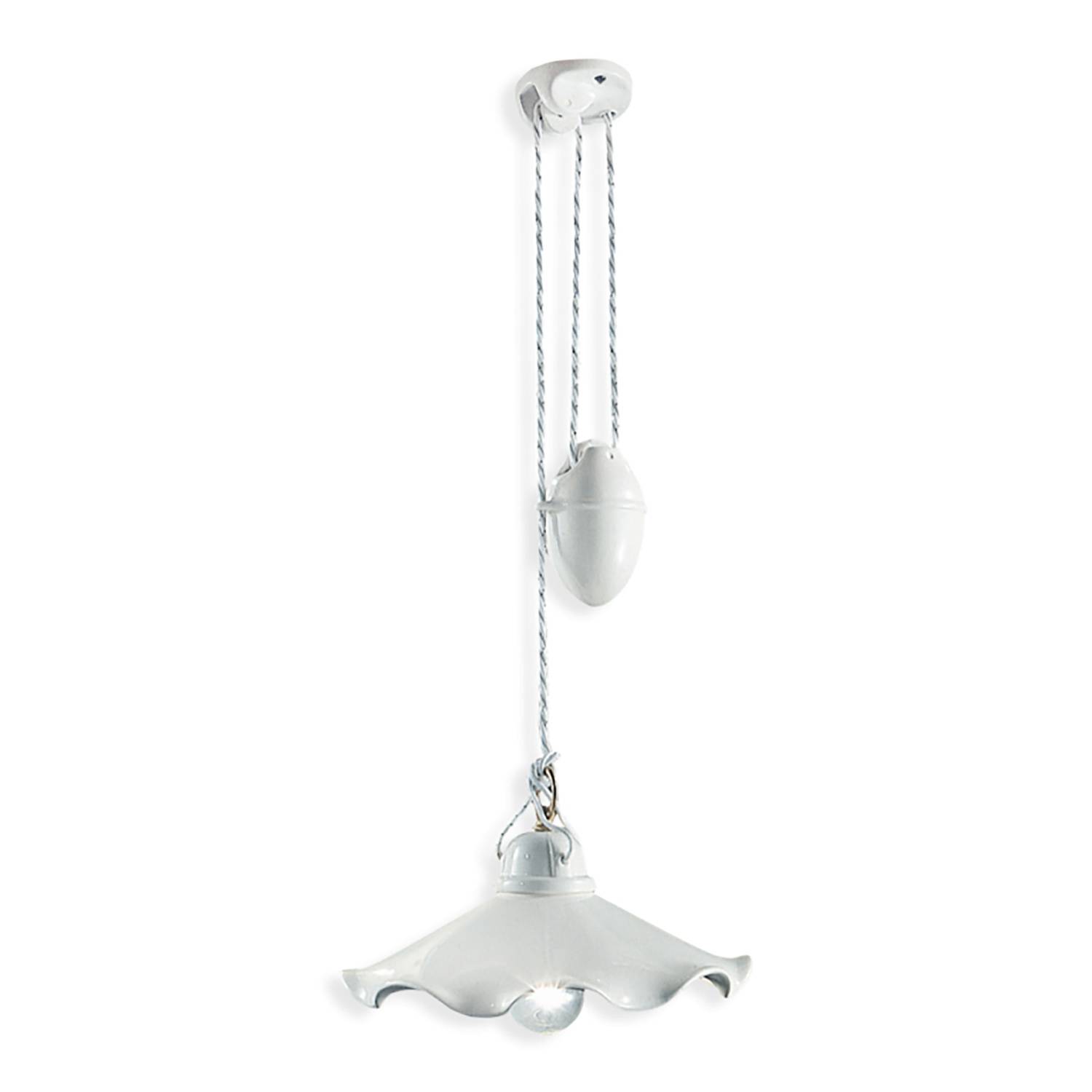 Lampadario Classico Belluno Ottone Satinato E Ceramica Decorato 1 Luce E27-0