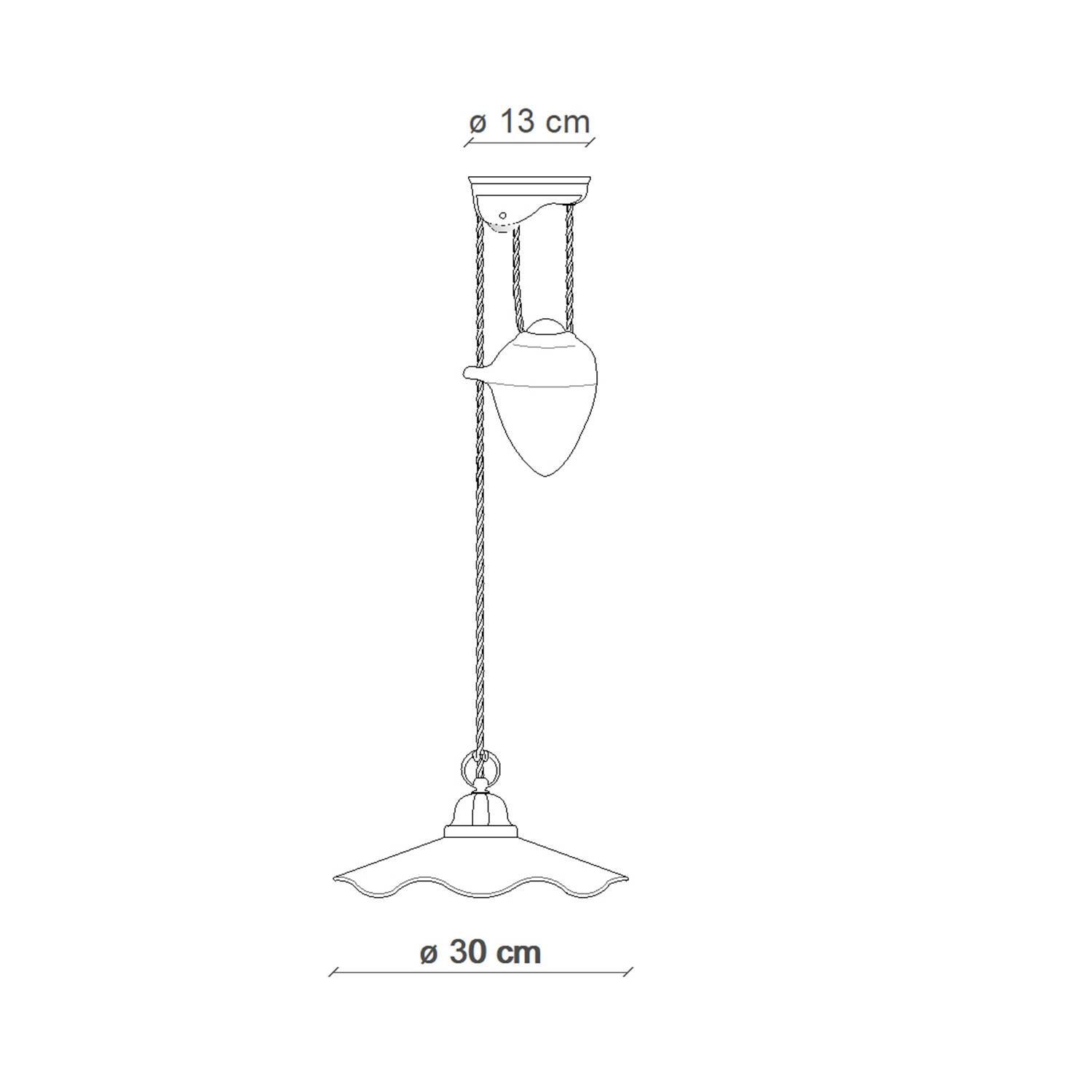 Lampadario Classico Belluno Ottone Satinato E Ceramica Decorato 1 Luce E27-2
