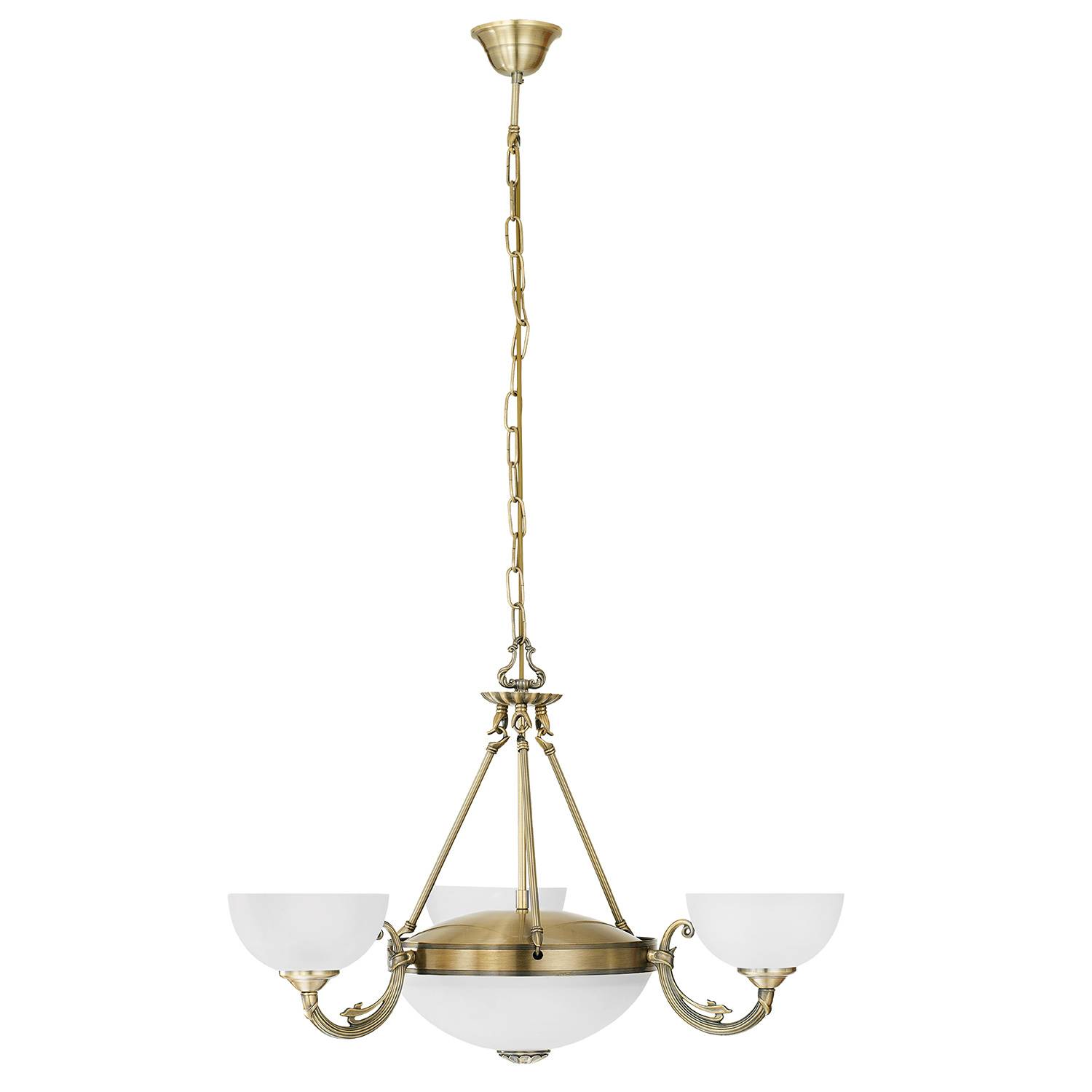 Lampadario A Sospensione Vintage Savoy Metallo Brunito Vetro 3 Luci E14-0