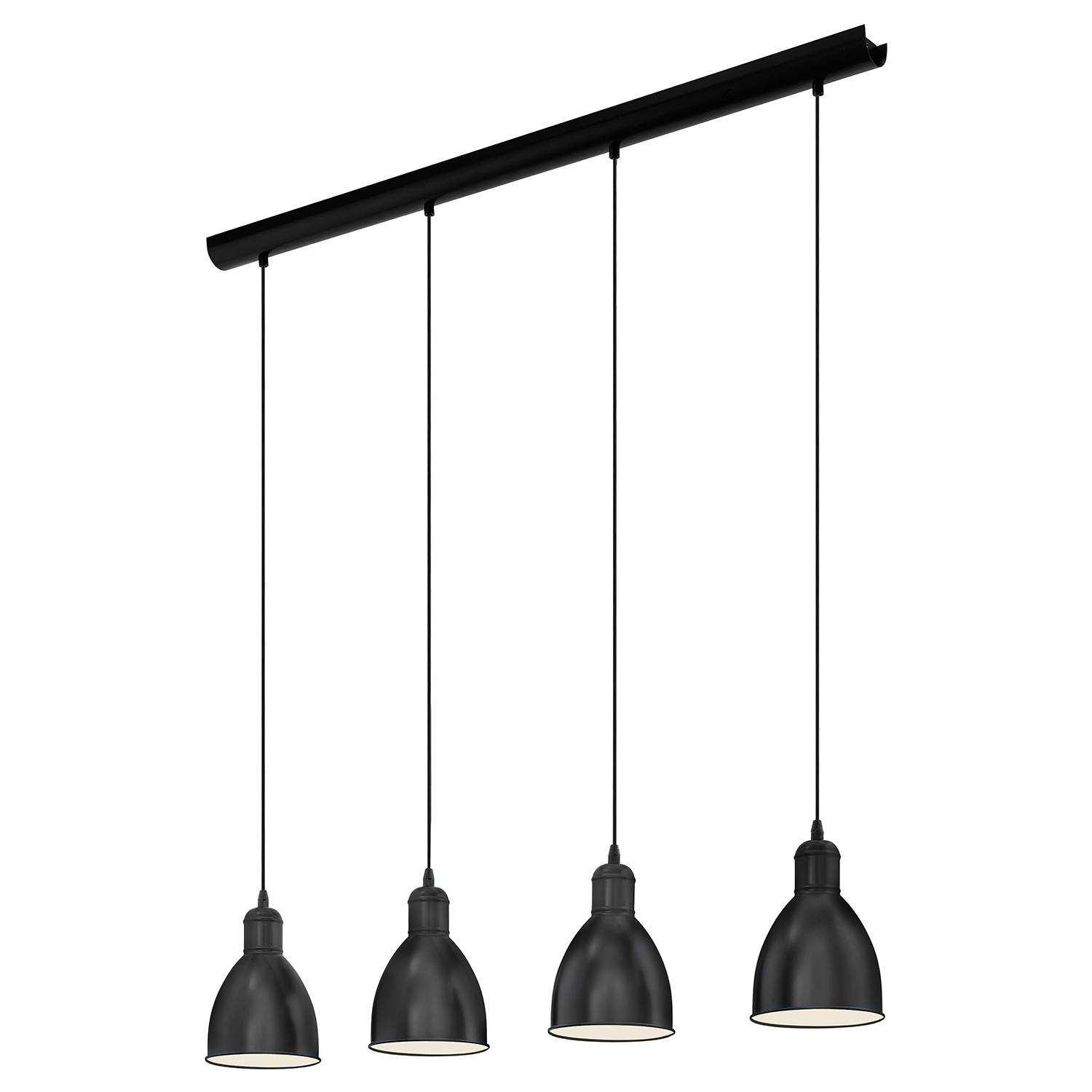 Lampadario A Sospensione Vintage Priddy Acciaio Nero Bianco 4 Luci E27-0