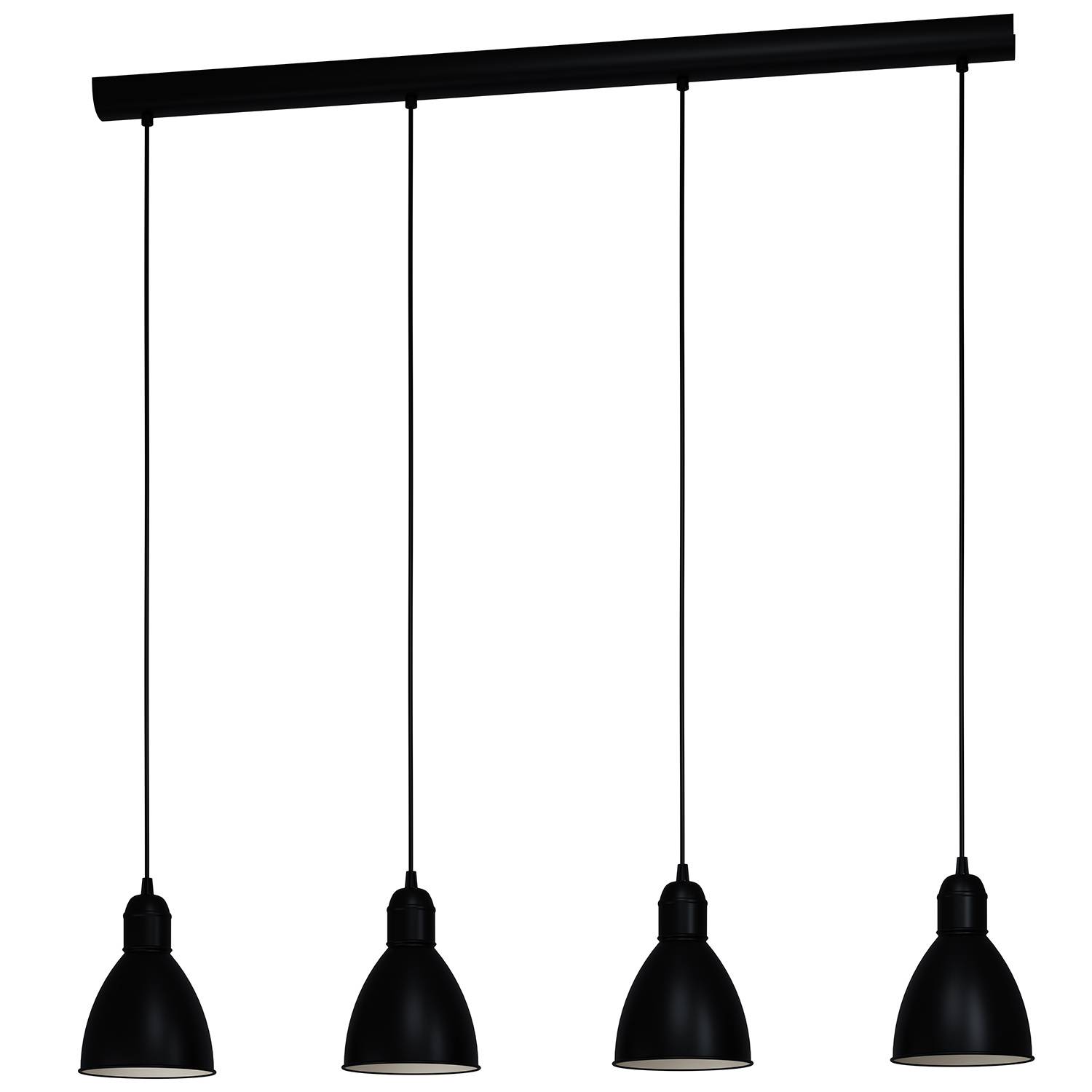 Lampadario A Sospensione Vintage Priddy Acciaio Nero Bianco 4 Luci E27-1