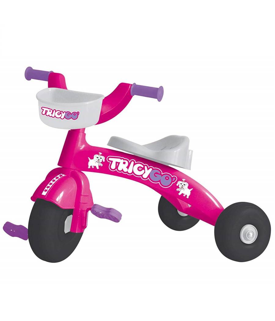 Triciclo Bici Scooter 3 Ruote Con Pedali Bambina Baby Tricygo' Cagnolino Fucsia --0