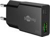 Goobay Caricatore rapido doppio USB-C™ PD GaN Slim (20 W) nero nero 1x porta USB-C™ (Power Delivery) e 1x porta USB-A (Q