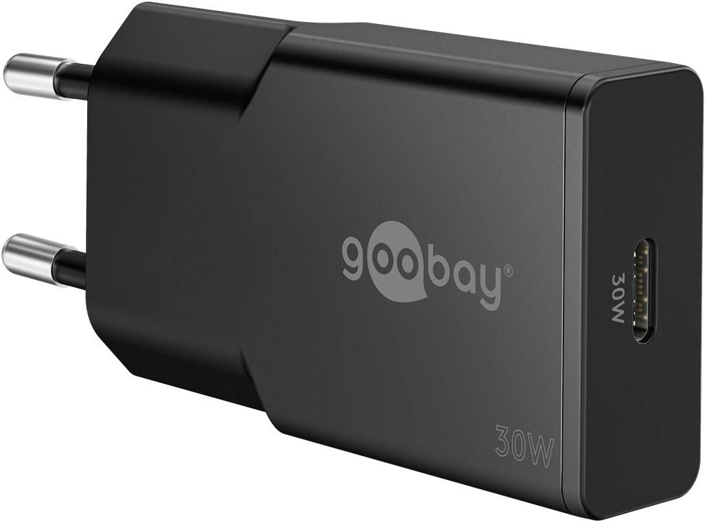 Goobay USB-C PD GaN Schnellladegerät Slim 30 W schwarz - 1x -Anschluss Power (75735)-0