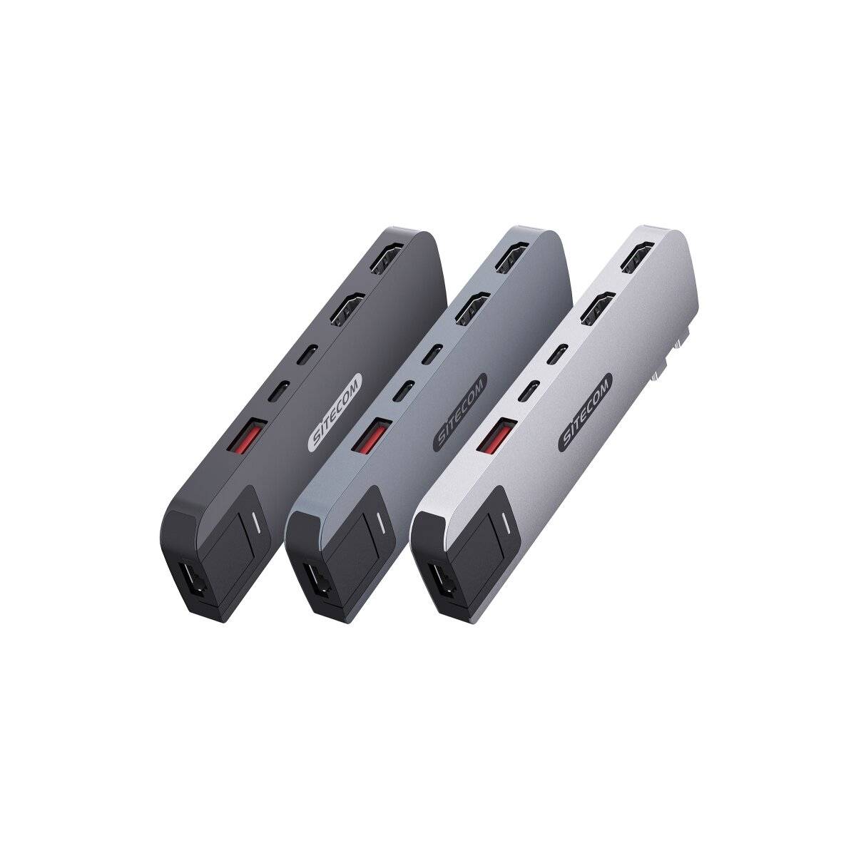 Hub multiporta Sitecom 6 in 2 per MacBook Pro argento-3
