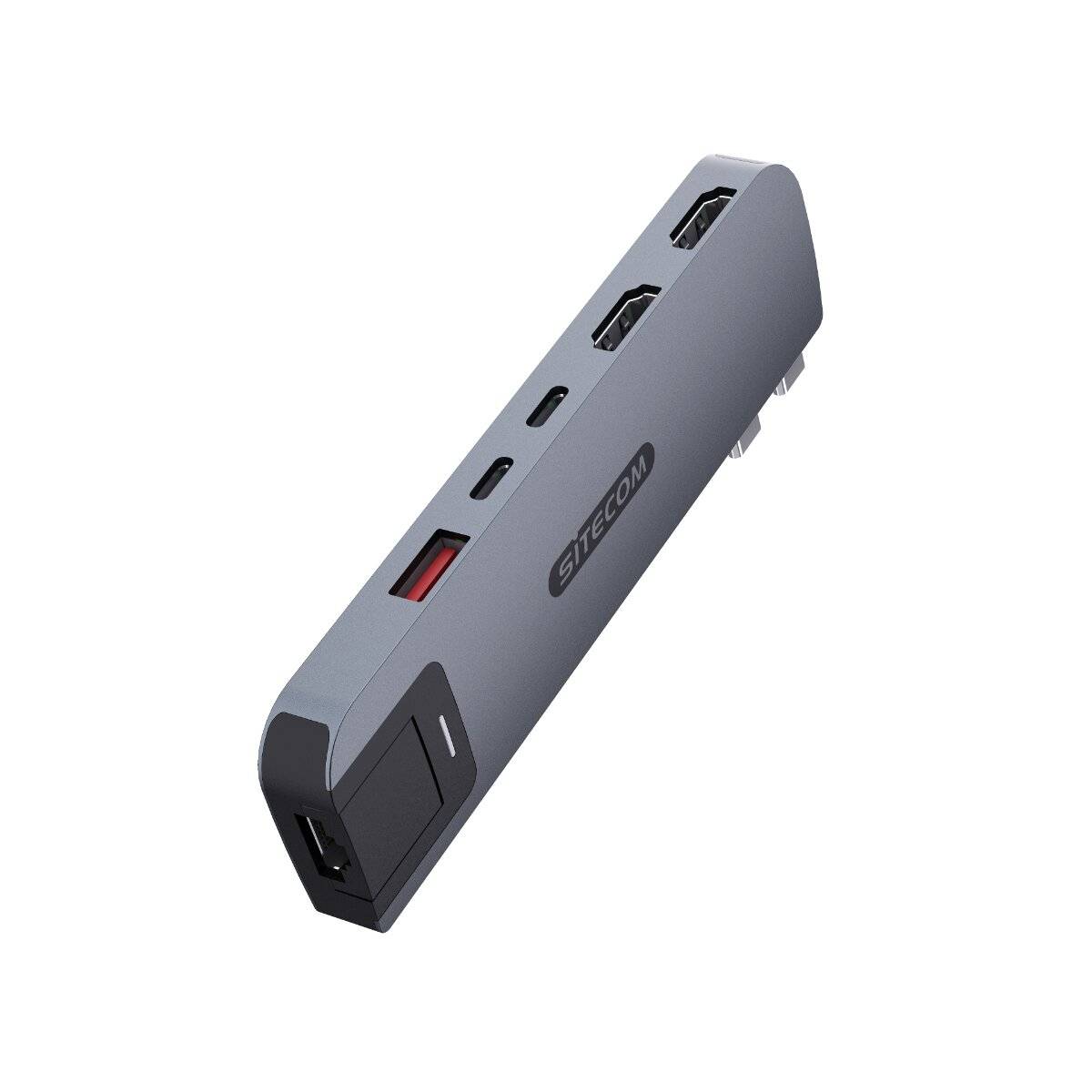 Hub multiporta Sitecom 6 in 2 per MacBook Pro grigio-0