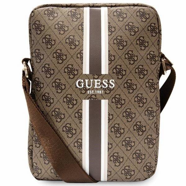 Borsa a tracolla GUESS 4G Stripes da 10 pollici - Borsa per tablet in marrone