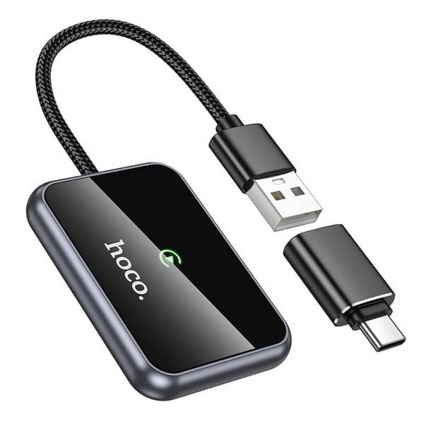 Adattatore CarPlay wireless Hoco HU1 con USB-A/USB-C, nero