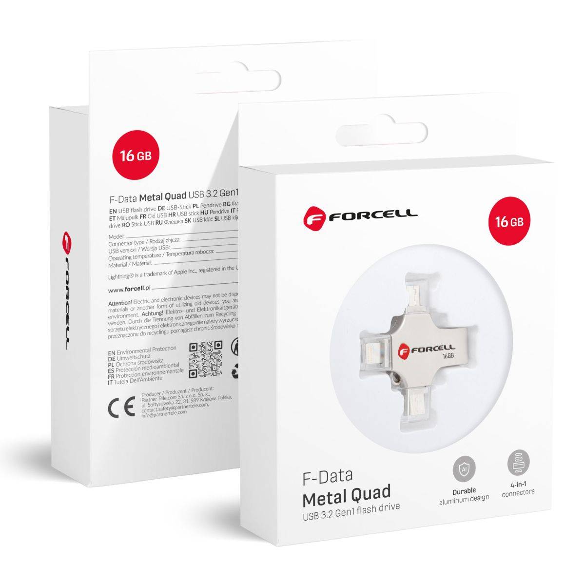 Chiavetta USB FORCELL F-DATA Metal Quad 4 in 1 - argento 16 GB-0