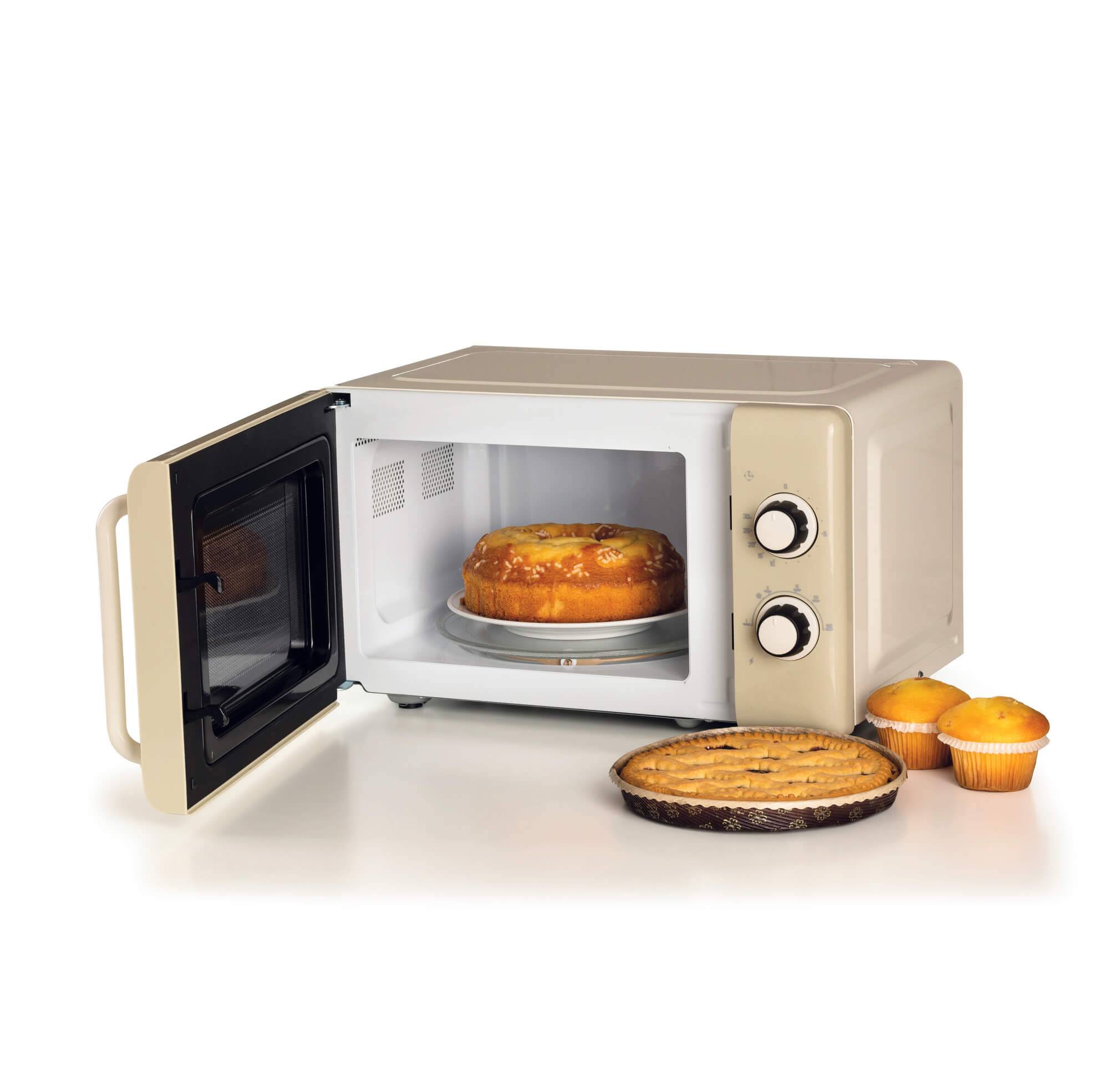 Ariete Linea Vintage 3960 Forno a microonde Vintage, 800W, Capacità 20L, 3 funzioni, 6 livelli di cottura, Timer, Beige-1
