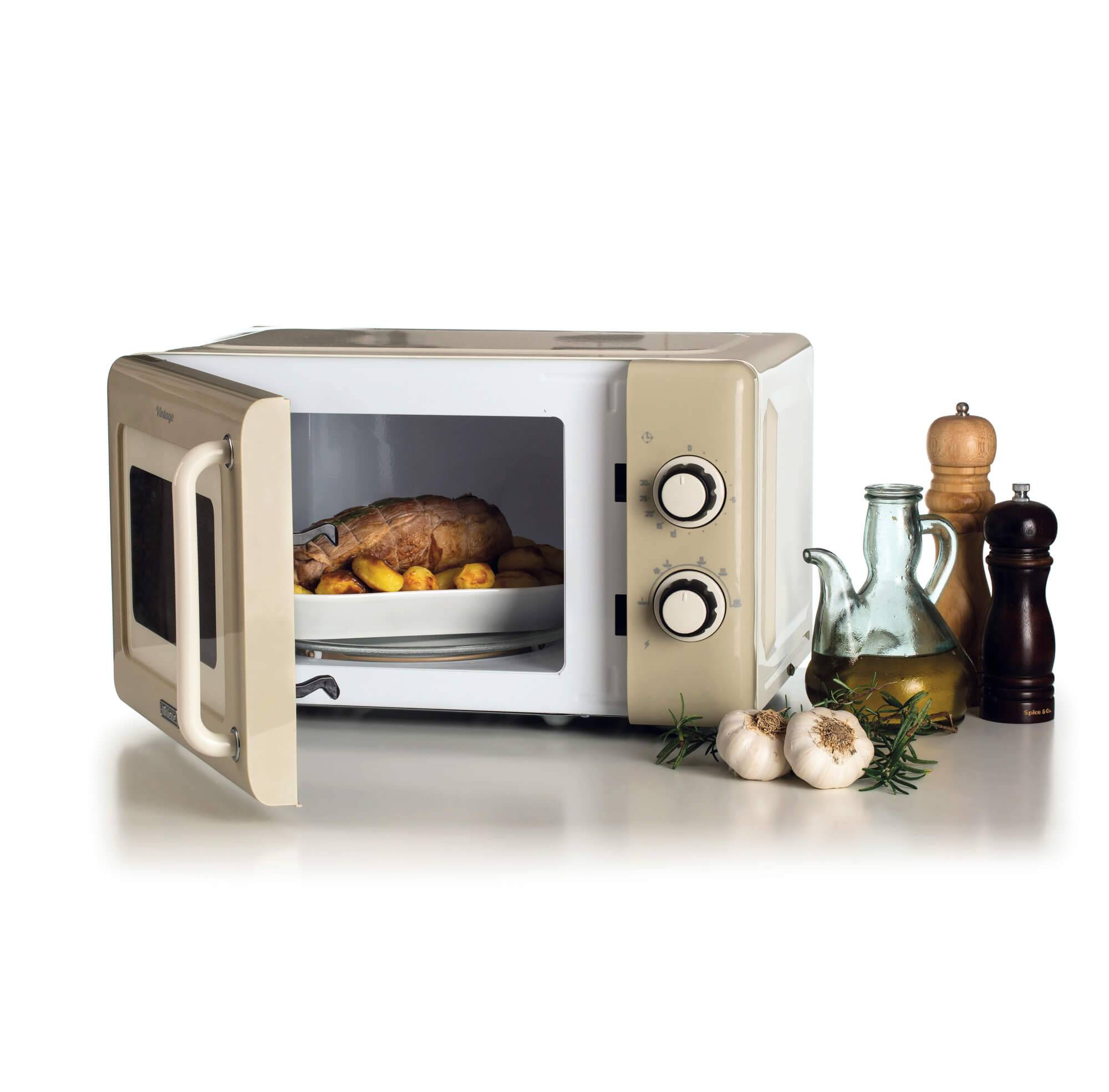 Ariete Linea Vintage 3960 Forno a microonde Vintage, 800W, Capacità 20L, 3 funzioni, 6 livelli di cottura, Timer, Beige-4
