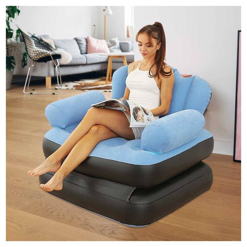 Poltrona Gonfiabile Divano Letto Ad Aria Pieghevole Portatile Materasso Campeggio --2