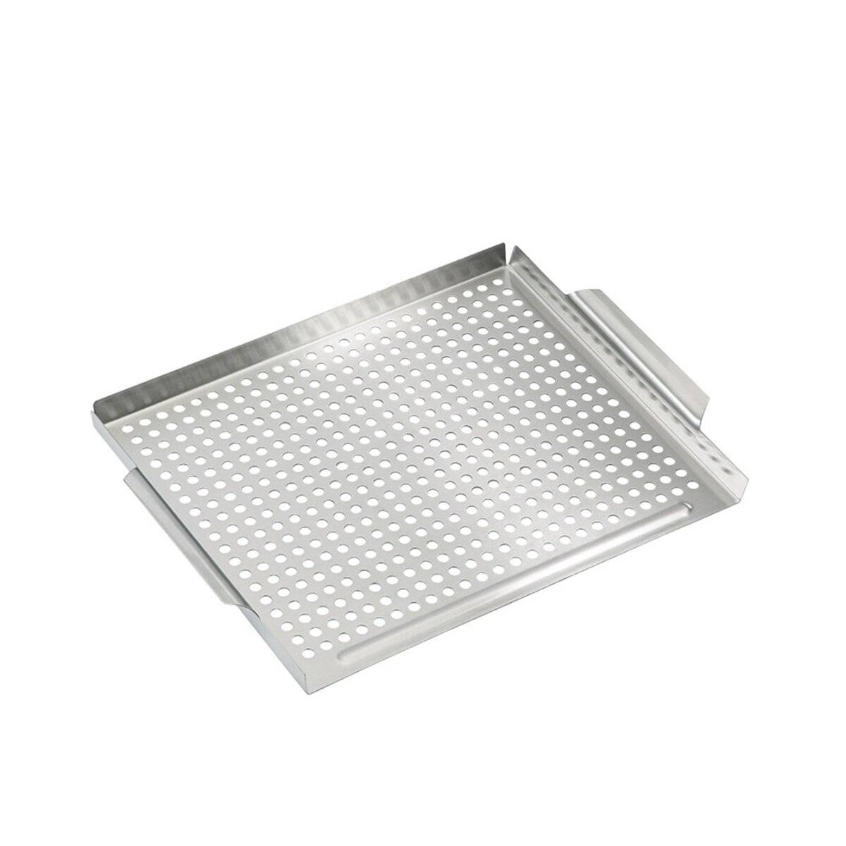 Cestello per griglia Michelino in acciaio inox di alta qualità 40 x 29 x 3,5 cm, con manici-0