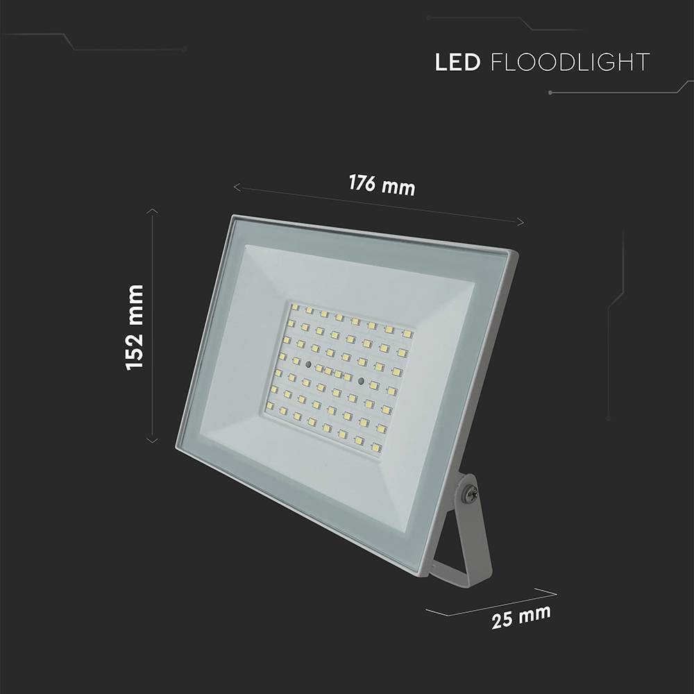 V-TAC Faro LED SMD 50W Slim E-Series con Driver Integrato Bianco 4000K IP65-3