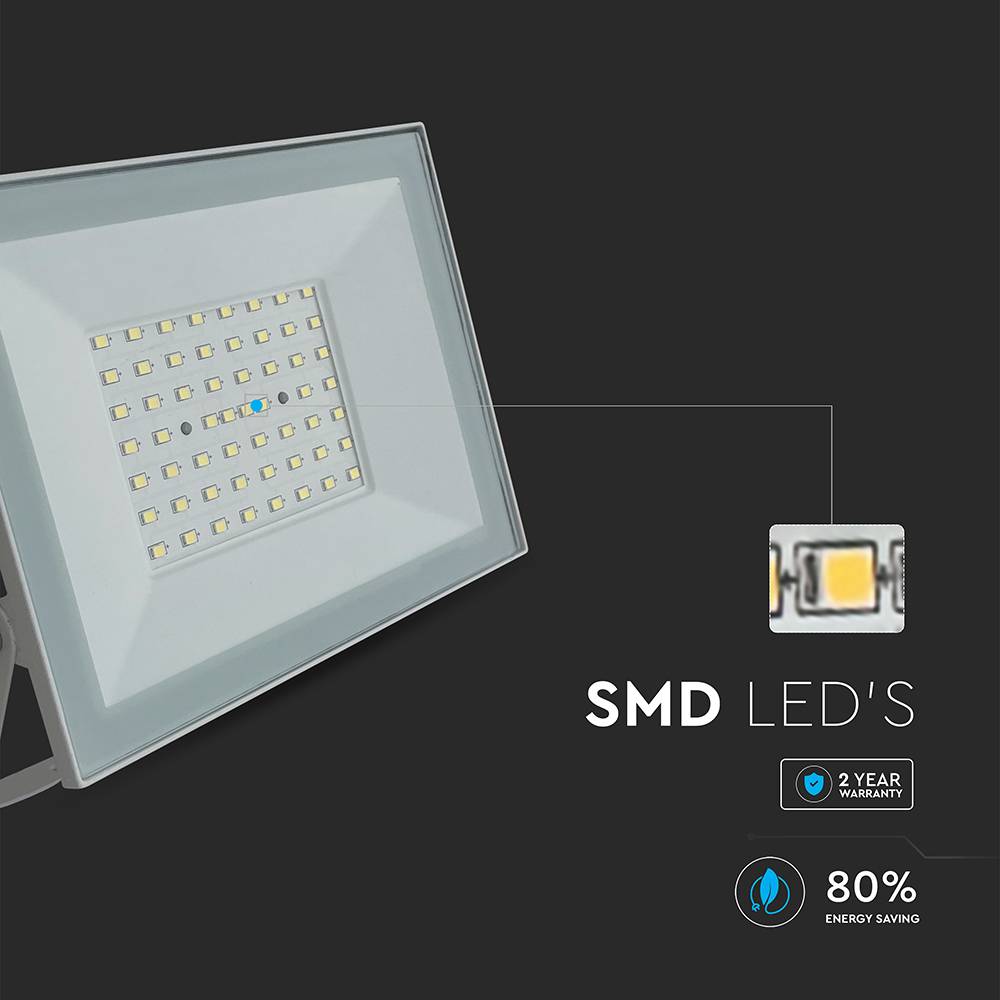 V-TAC Faro LED SMD 50W Slim E-Series con Driver Integrato Bianco 4000K IP65-4
