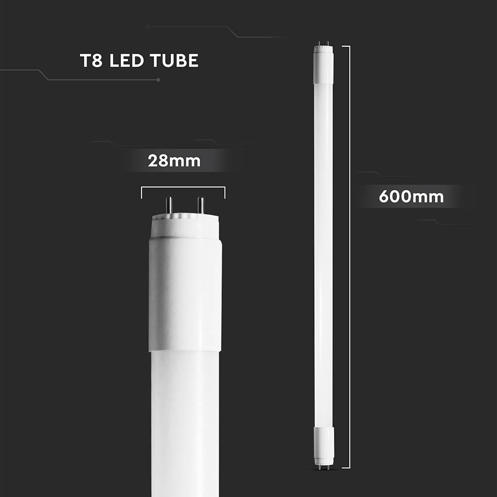 V-TAC Tubo LED T8 7.5W 125LM/W G13 60cm incluso Starter Ruotabile 4000K-4