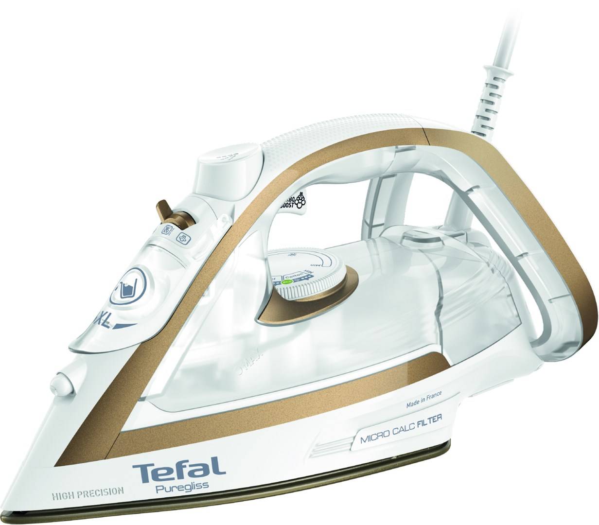 Tefal Puregliss FV8042 Ferro da stiro a secco e a vapore Durilium AirGlide Autoclean soleplate 3000 W Bronzo Bianco-0