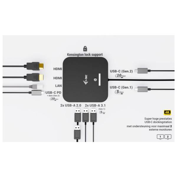 I-TEC DOCKING STATION USB-C DUAL HDMI CON POWER DELIVERY 100 W PIU CARICATORE 100W