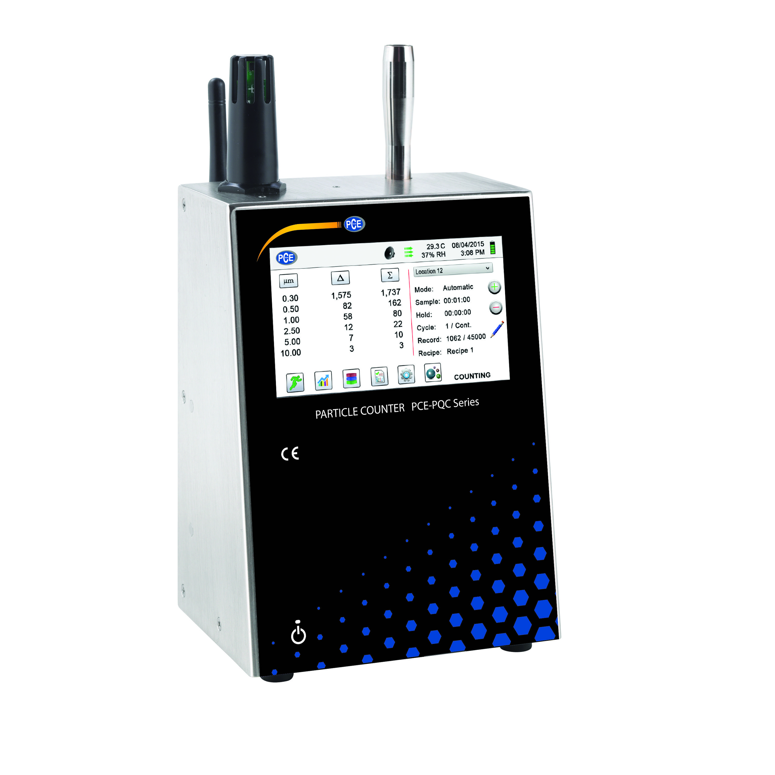 Contatore di particelle PCE Instruments PCE-PQC 31EU Polveri e particelle sospese con interfaccia USB-0