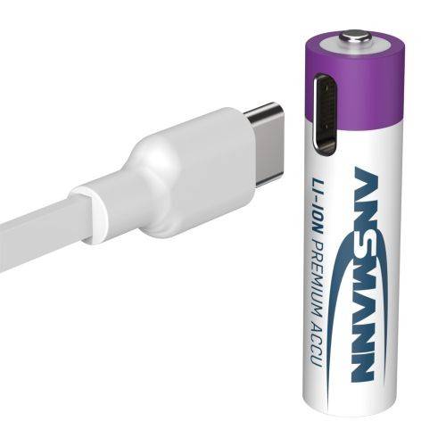 Batterie agli ioni di litio Ansmann Micro AAA da 1,5 V, min. 400 mAh, tip. 500 mAh, incl. cavo di ricarica USB-C 4 in...-1