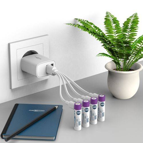 Batterie agli ioni di litio Ansmann Micro AAA da 1,5 V, min. 400 mAh, tip. 500 mAh, incl. cavo di ricarica USB-C 4 in...-3