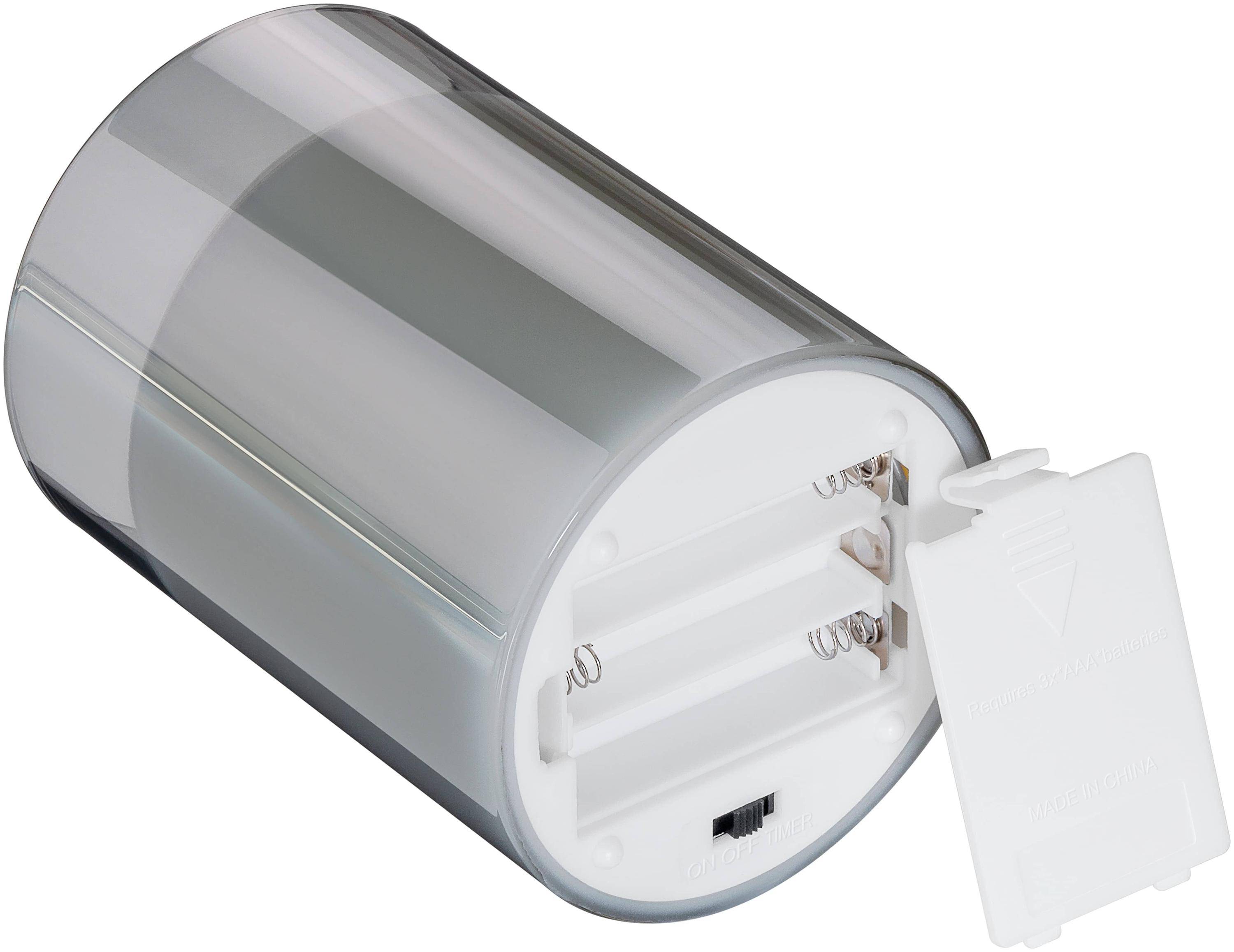Set di 3 Candele a LED in Vera Cera in Vetro con Timer Grigio-1