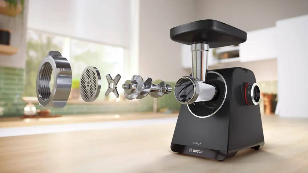 Bosch MFWS430B tritacarne 1900 W Nero, Argento-1
