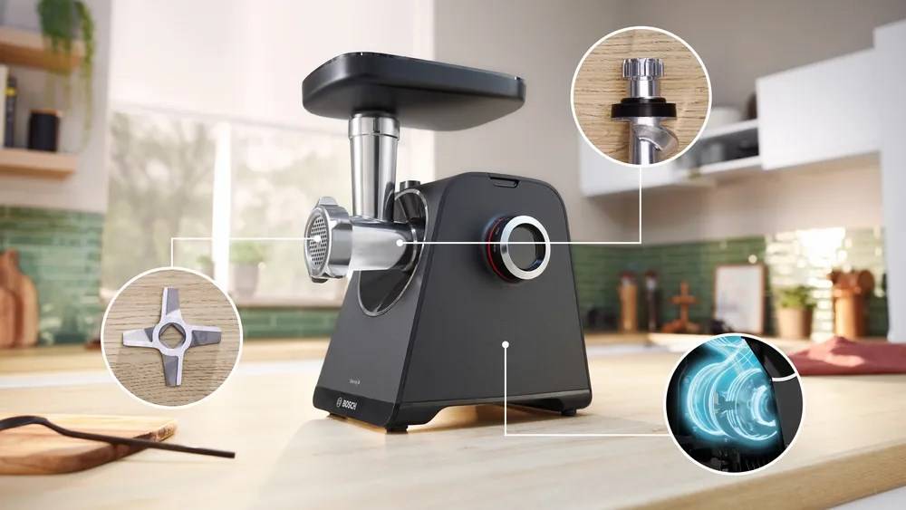 Bosch MFWS430B tritacarne 1900 W Nero, Argento-2