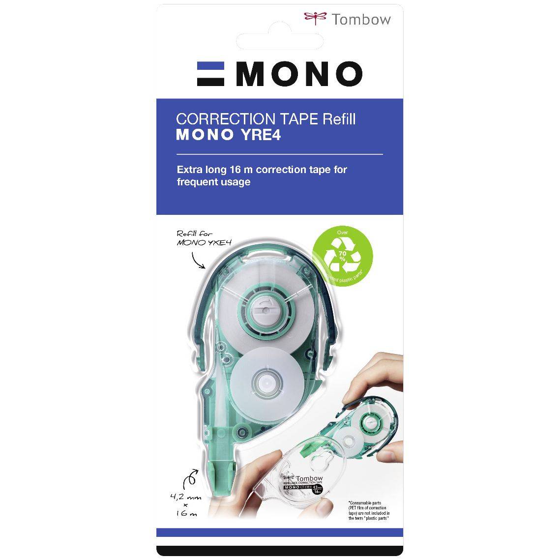 Ricarica correttore a nastro Tombow Mono 4,2 mm x 16 m PCT-YRE4-3