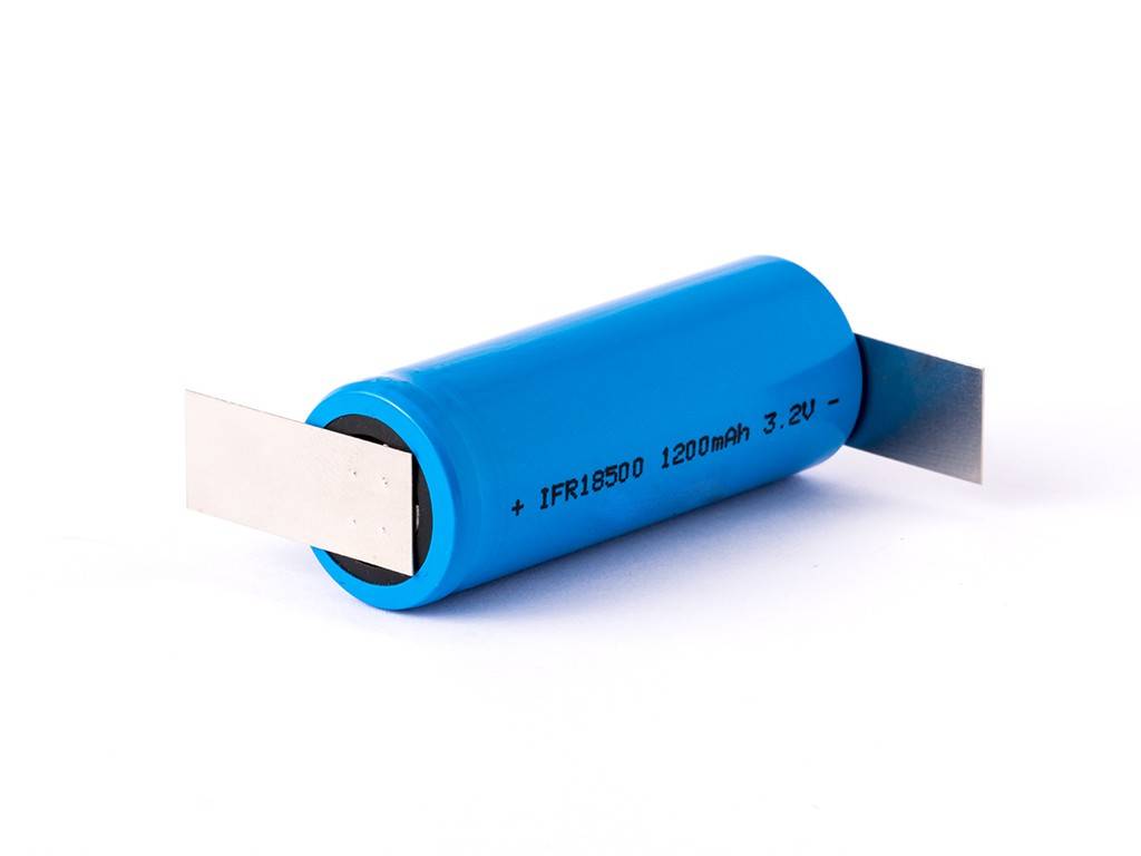 Batteria IFR 18500 - 1200mAh 3.2V LiFePo4 + *etichetta di saldatura U-0