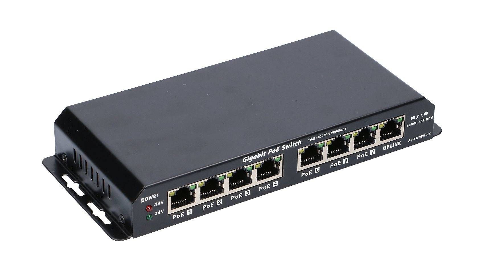 Extralink KRATOS | PoE Switch | 7x Gigabit PoE. 1x Uplink RJ45. Power Supply 24V 2.5A. 60W-3