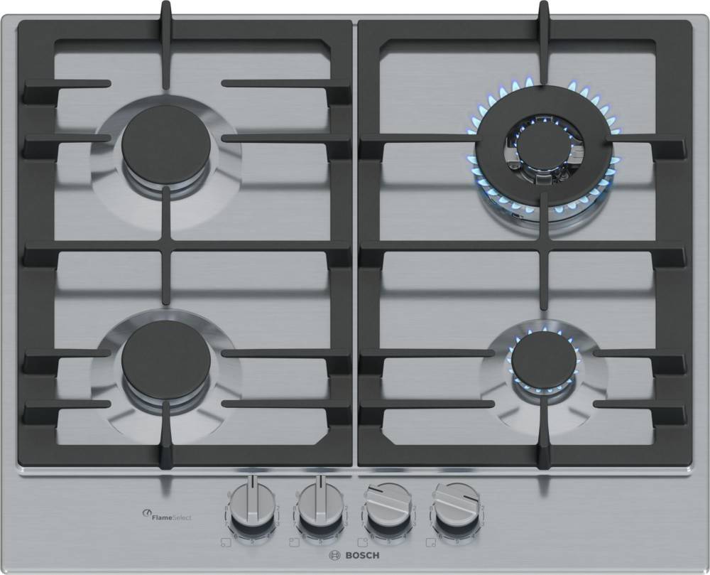 Bosch Serie 6 PCH6A5I90 Piano cottura a gas 60 cm 4 fuochi Acciaio Inox-0