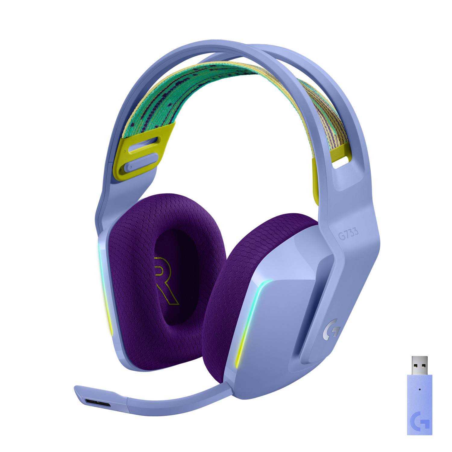 Logitech Gaming G733 LIGHTSPEED Cuffie On Ear Senza fili (via radio) 7,1 Surround Viola regolazione del volume Gaming-9