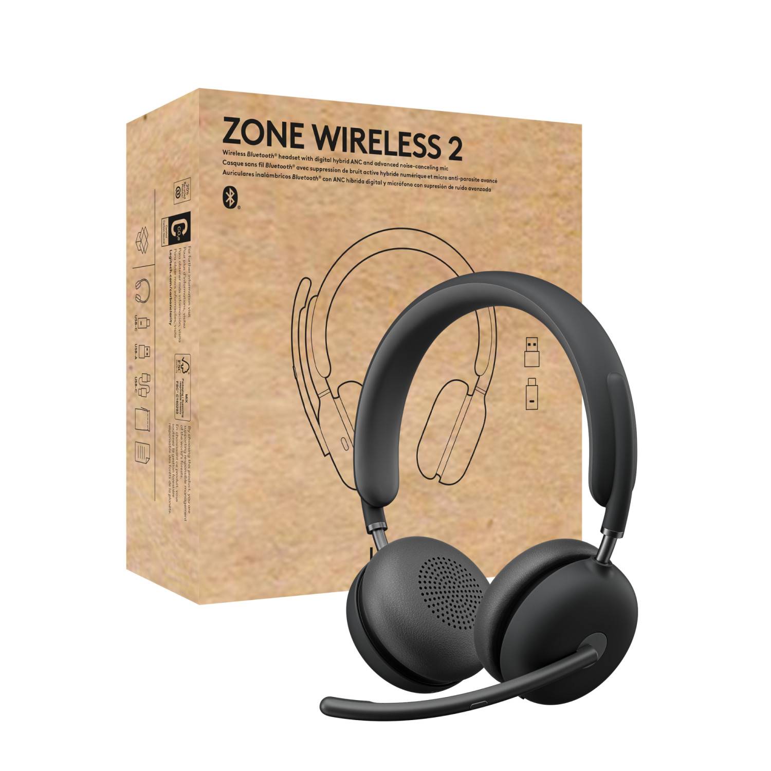 Logitech 981-001311 cuffia e auricolare con cavo e senza cavo a padiglione ufficio usb tipo-c bluetooth grafite-5