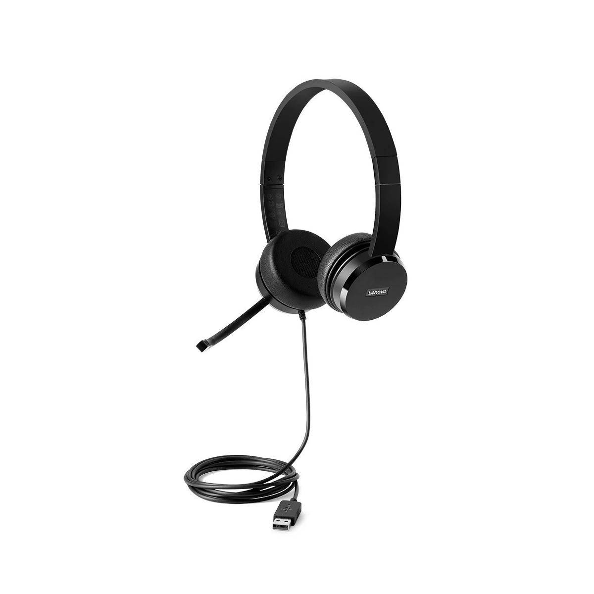 Lenovo 100 Stereo Computer Cuffie On Ear via cavo Stereo Nero-3