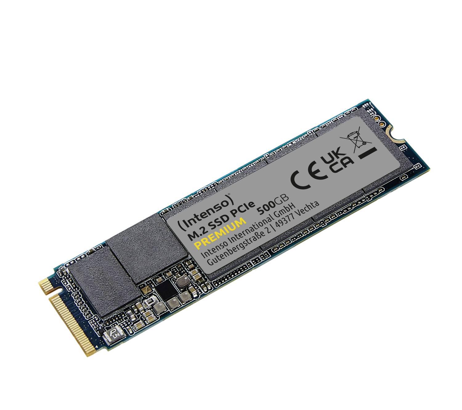 SSD Intenso 500GB, PCIe 3.0, M.2 2280, NVMe, Premium (R) 2100MB/s, (W) 1700MB/s, Retail-2