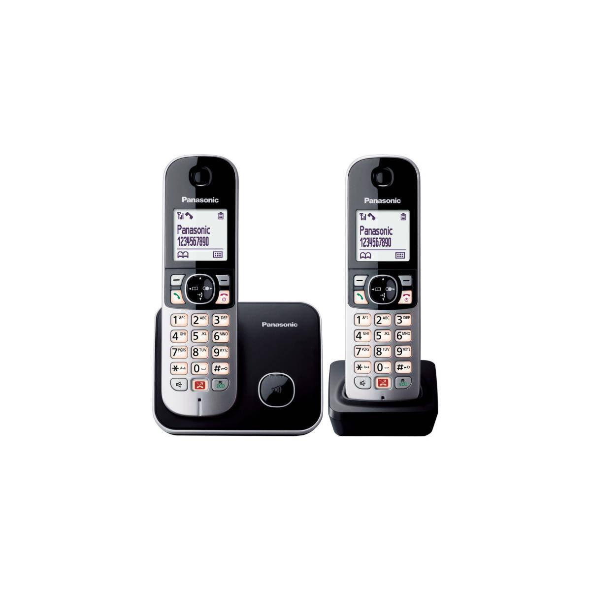 Panasonic kx-tg6852jtb duo cordless dect con identificatore di chiamata vivavoce nero/grigio-3