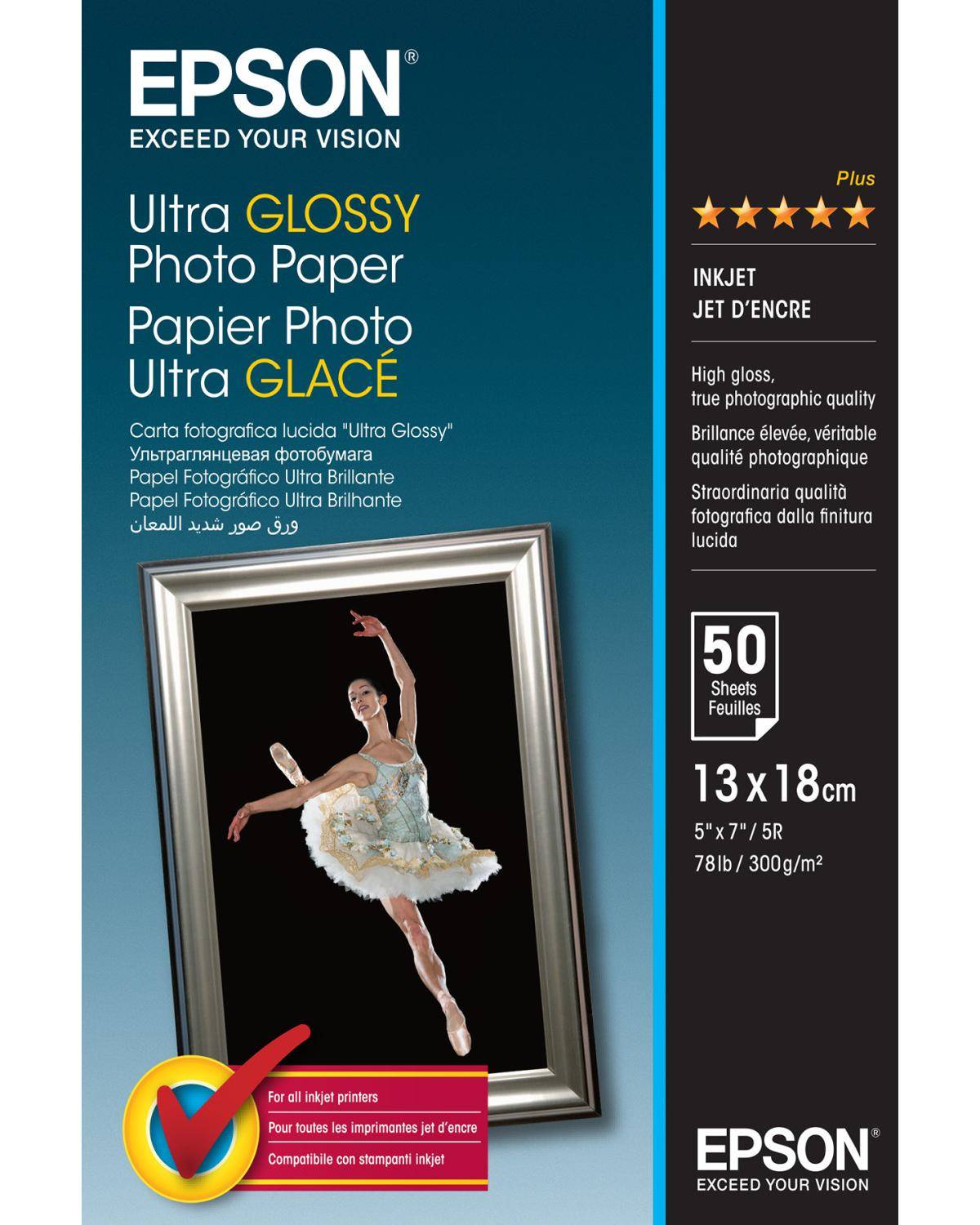 Epson - Ultra Glossy Photo Paper - 13 x 18cm - 50 Fogli - C13S041944-3